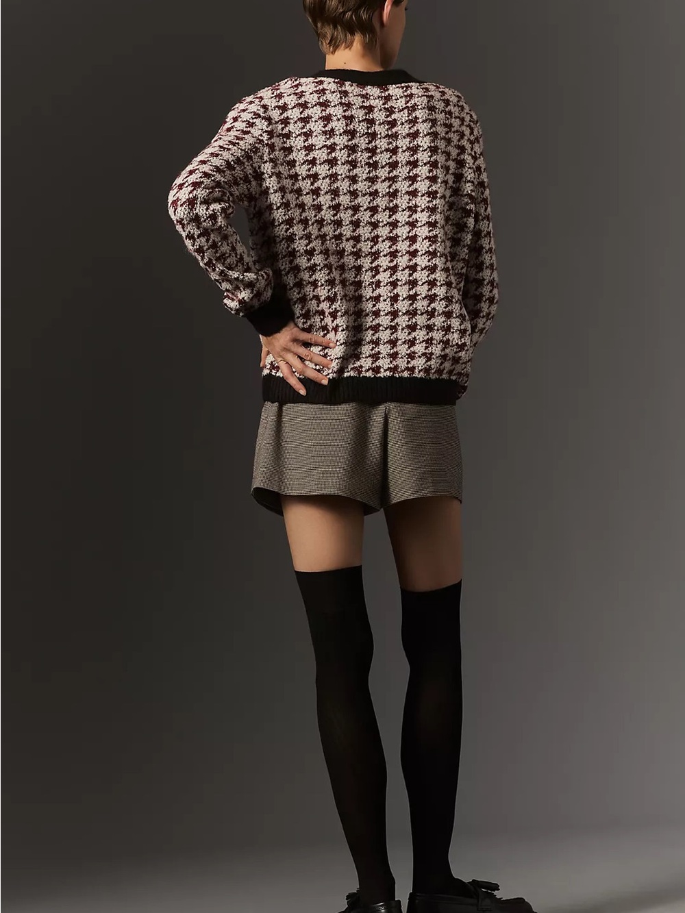 Anthropologie Maeve Houndstooth Cardigan Sweater Small - Picture 2 of 13